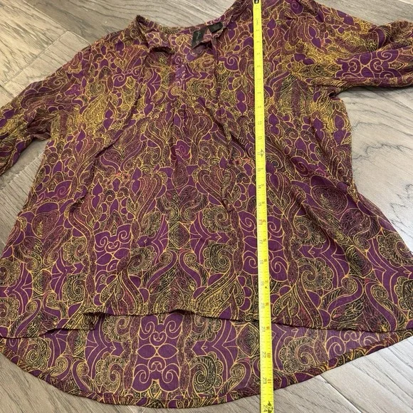 Petticoat Alley Women's XS ‎ Multi color Blouse Feminine BOHO 3/4 sleeve - Picture 5 of 8